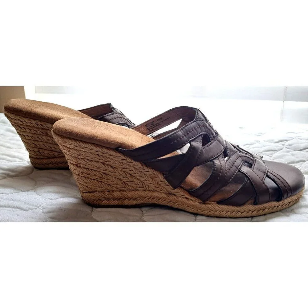 G.H.Bass & Company Women's 8.5 Brown Slides Jute Wedge 